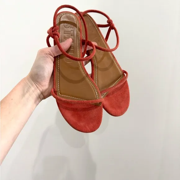STAUD LAUREL SANDAL in Coral SUEDE