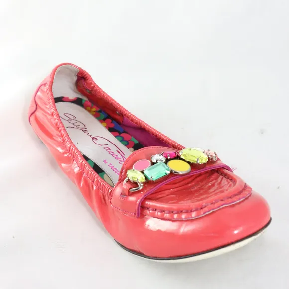 STEFANO TACCETTI Pink Patent Moc Toe Loafer Flats