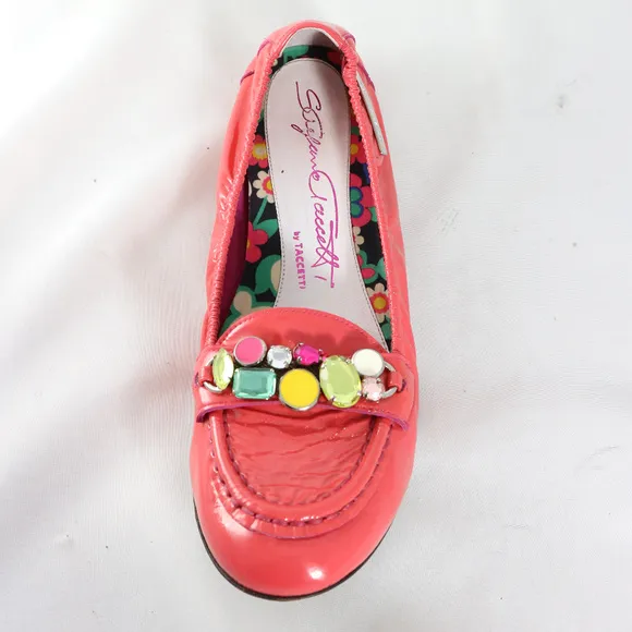 STEFANO TACCETTI Pink Patent Moc Toe Loafer Flats