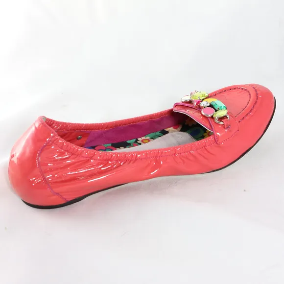 STEFANO TACCETTI Pink Patent Moc Toe Loafer Flats