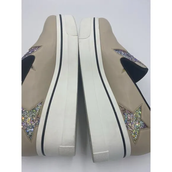 Stella McCartney Binx Rainbow Glitter Star Platform Sneakers Vegan Pride Sz 39