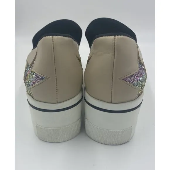 Stella McCartney Binx Rainbow Glitter Star Platform Sneakers Vegan Pride Sz 39