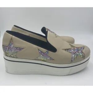 Stella McCartney Binx Rainbow Glitter Star Platform Sneakers Vegan Pride Sz 39