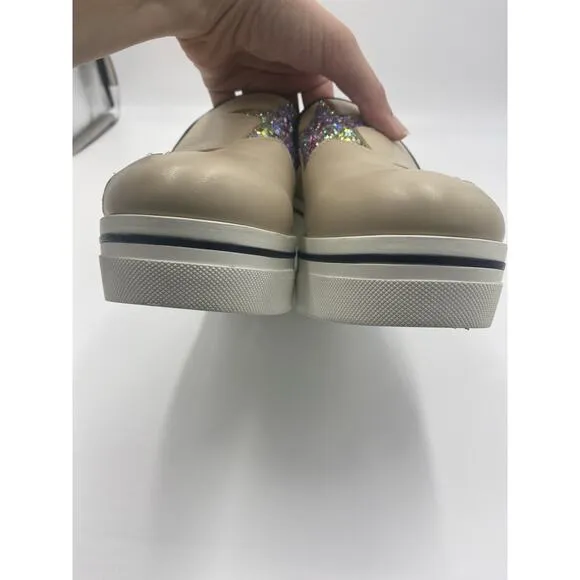 Stella McCartney Binx Rainbow Glitter Star Platform Sneakers Vegan Pride Sz 39