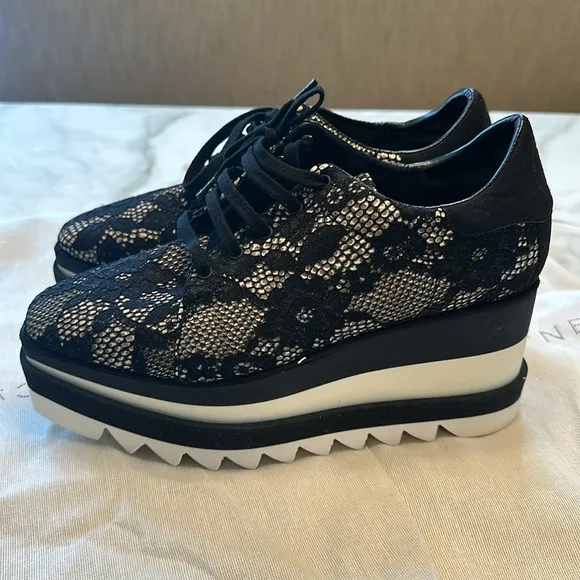 Stella McCartney Black Lace Platform Sneakers