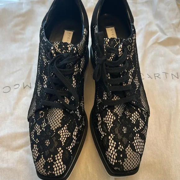 Stella McCartney Black Lace Platform Sneakers