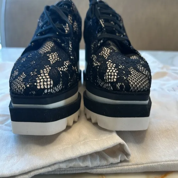 Stella McCartney Black Lace Platform Sneakers