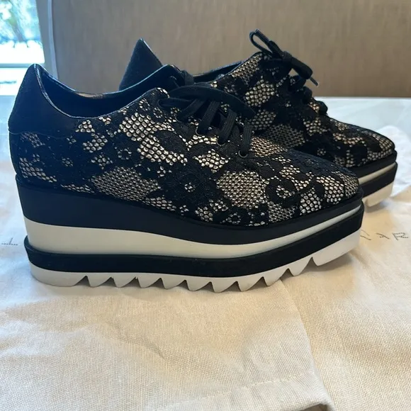 Stella McCartney Black Lace Platform Sneakers