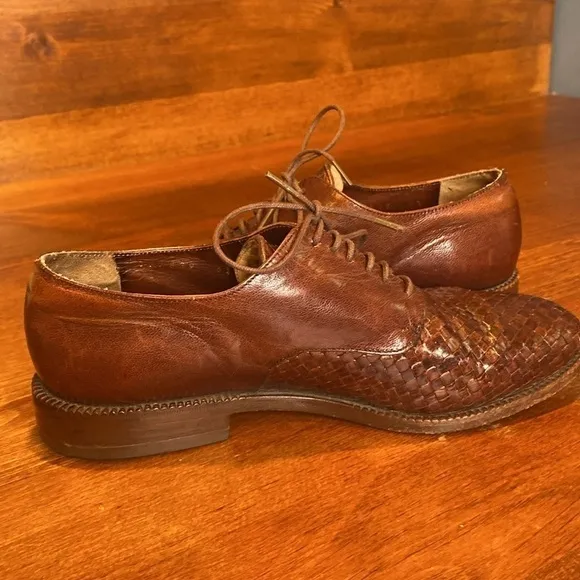 Stephane Kelian VINTAGE woven leather loafers Oxford lace up Women’s  Sz 6.5