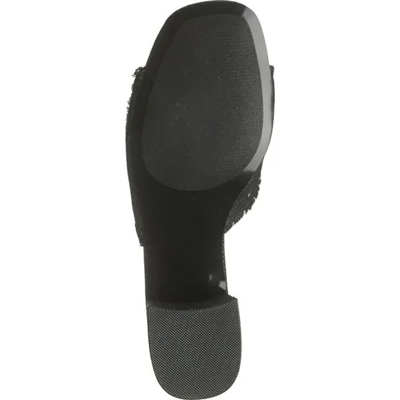 Steve Madden Black Denim Sandals Slip On Mule Sandals Block Heel Studs SZ 8 NIB