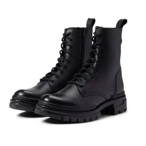 STEVE MADDEN • Black Jamisyn Leather Combat Boots