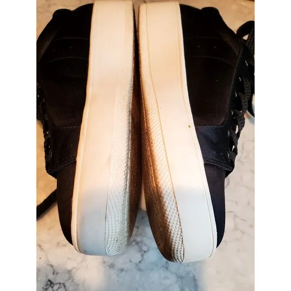 Steve Madden Black Satin Platform Sneakers Size 8
