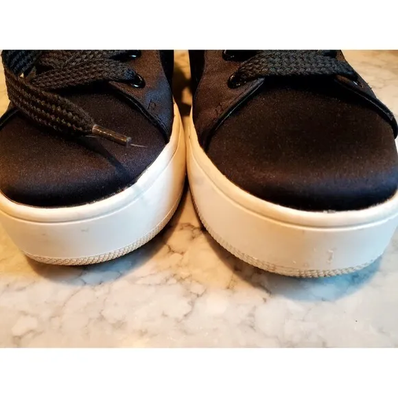 Steve Madden Black Satin Platform Sneakers Size 8