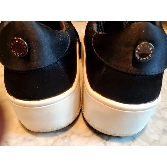 Steve Madden Black Satin Platform Sneakers Size 8