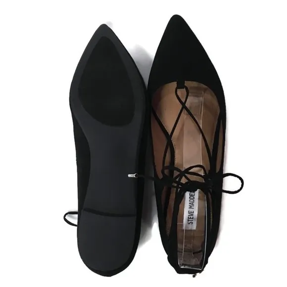 Steve Madden black suede &quot;Lecrew&quot; lace up flats