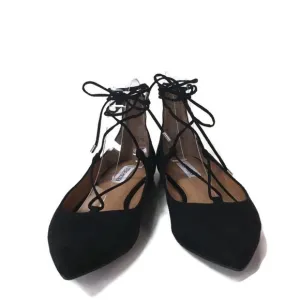 Steve Madden black suede &quot;Lecrew&quot; lace up flats