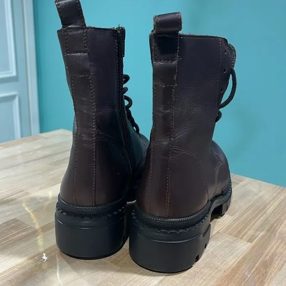 Steve Madden boots leather Jamisyn Lace-Up combat boots brown women’s 9.5