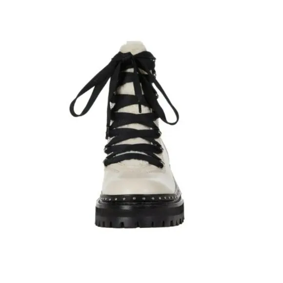 Steve Madden Cream Leather Rainier Women’s Combat Hiker Boots Sz 7.5 NEW