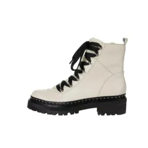 Steve Madden Cream Leather Rainier Women’s Combat Hiker Boots Sz 7.5 NEW