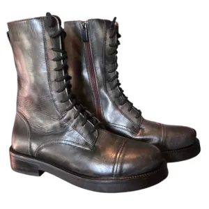 Steve Madden Dawsyn Distressed Leather Lace-Up Combat Booties Size 9