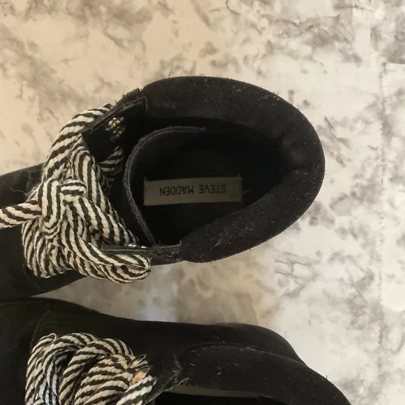 Steve Madden Genny Black Suede Combat Boots