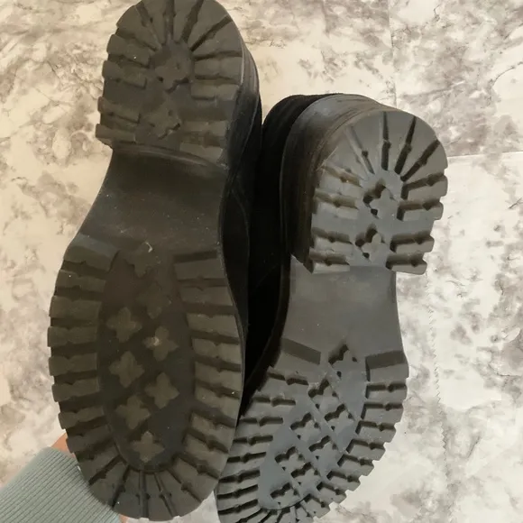 Steve Madden Genny Black Suede Combat Boots