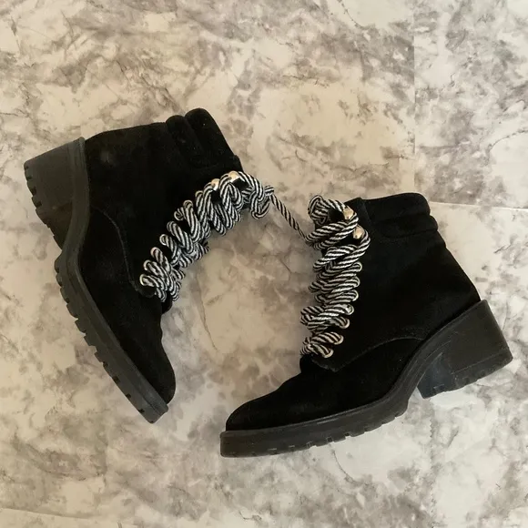 Steve Madden Genny Black Suede Combat Boots
