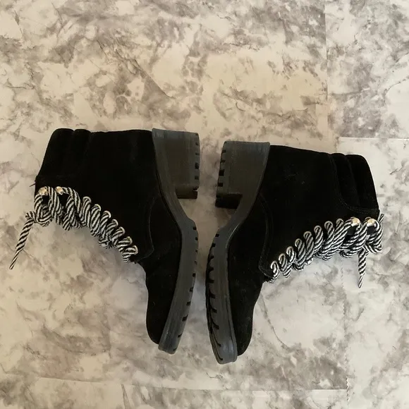 Steve Madden Genny Black Suede Combat Boots