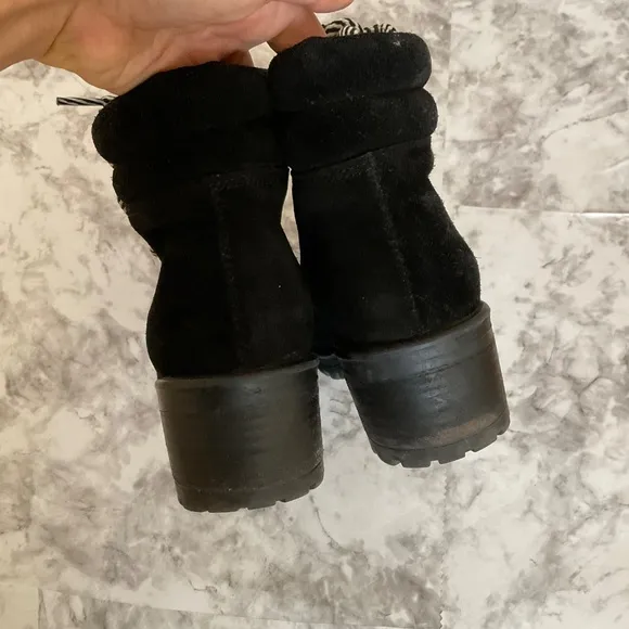 Steve Madden Genny Black Suede Combat Boots