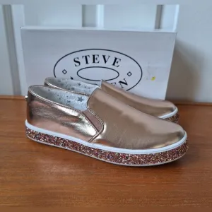 Steve Madden glitter sneakers iridescent metallic pink rose gold platform active
