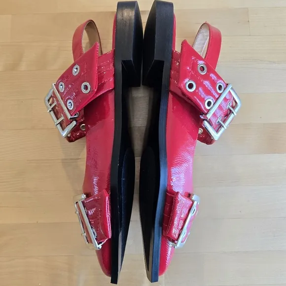 Steve Madden Graya Red Patent Slingback Flats Size 9.5 NWOB