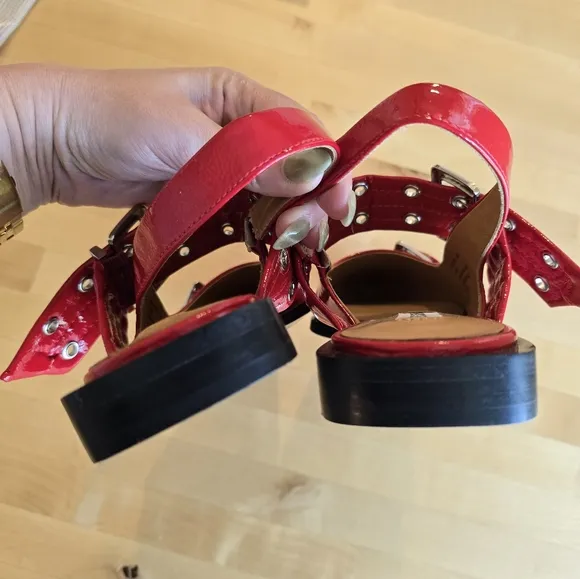Steve Madden Graya Red Patent Slingback Flats Size 9.5 NWOB