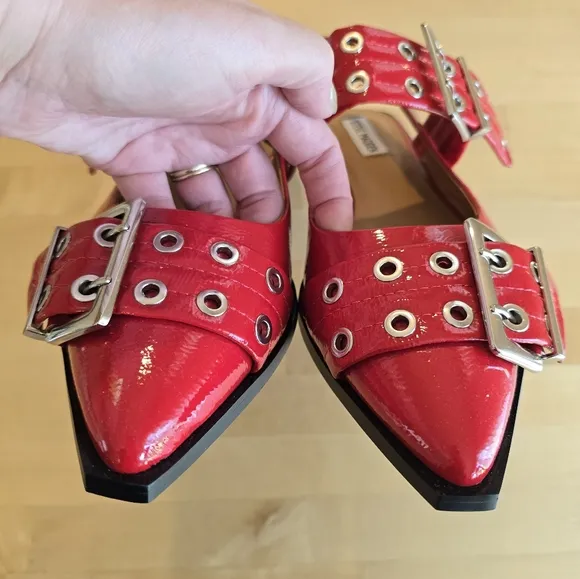 Steve Madden Graya Red Patent Slingback Flats Size 9.5 NWOB
