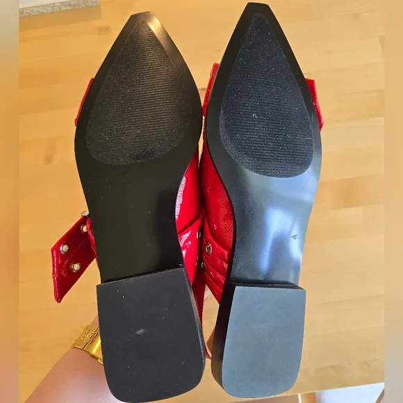 Steve Madden Graya Red Patent Slingback Flats Size 9.5 NWOB