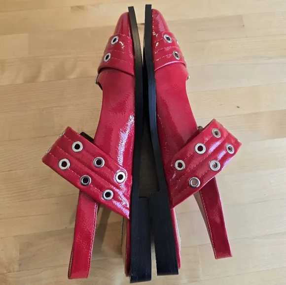 Steve Madden Graya Red Patent Slingback Flats Size 9.5 NWOB