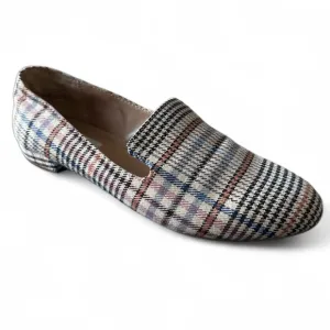 Steve Madden Houndstooth Plaid Fabric Loafers Size 6.5 Multicolor Slip On Flats