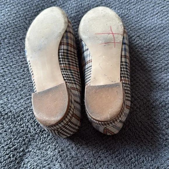 Steve Madden Houndstooth Plaid Fabric Loafers Size 6.5 Multicolor Slip On Flats
