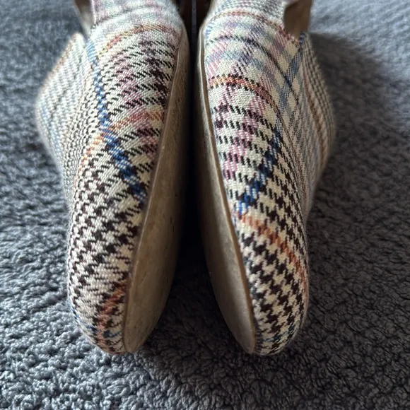 Steve Madden Houndstooth Plaid Fabric Loafers Size 6.5 Multicolor Slip On Flats