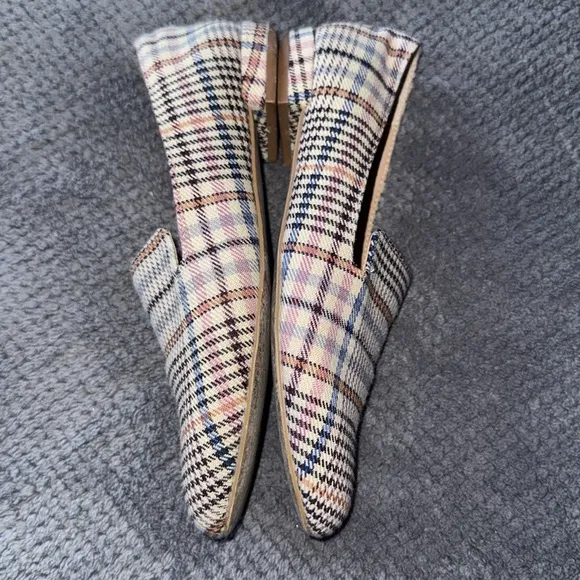 Steve Madden Houndstooth Plaid Fabric Loafers Size 6.5 Multicolor Slip On Flats