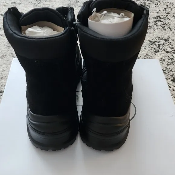 STEVE MADDEN Laceup Combat Boots NIB Black Suede and Nylon