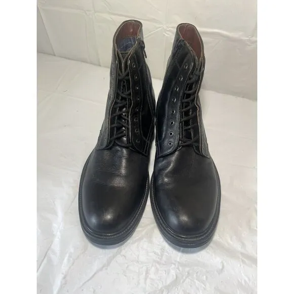 STEVE MADDEN Men's Catapult BLACK LEATHER BOOTS Military Combat Shoes 11.5