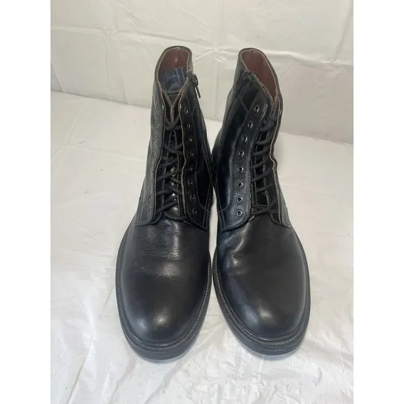 STEVE MADDEN Men's Catapult BLACK LEATHER BOOTS Military Combat Shoes 11.5