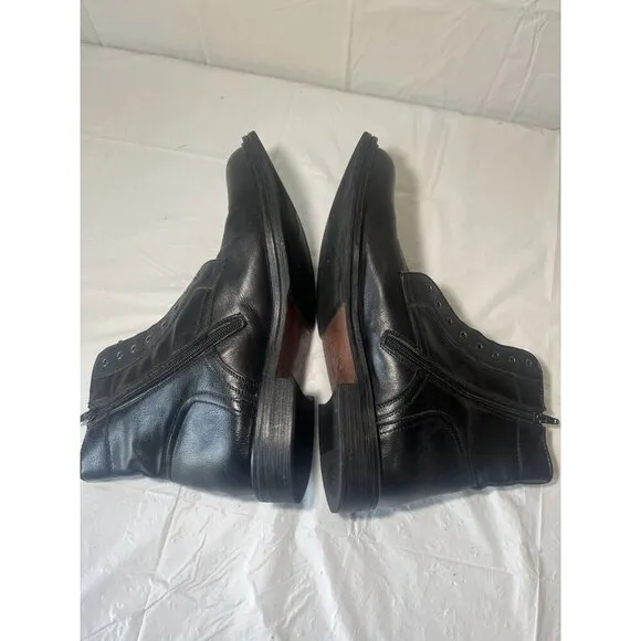 STEVE MADDEN Men's Catapult BLACK LEATHER BOOTS Military Combat Shoes 11.5