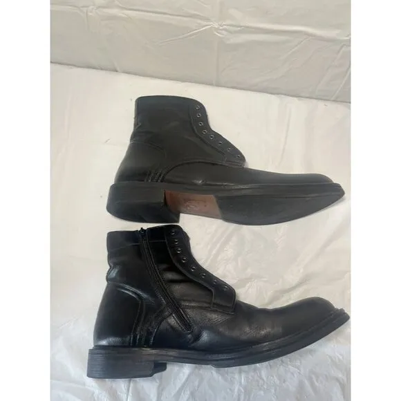 STEVE MADDEN Men's Catapult BLACK LEATHER BOOTS Military Combat Shoes 11.5