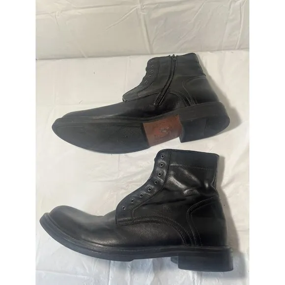 STEVE MADDEN Men's Catapult BLACK LEATHER BOOTS Military Combat Shoes 11.5
