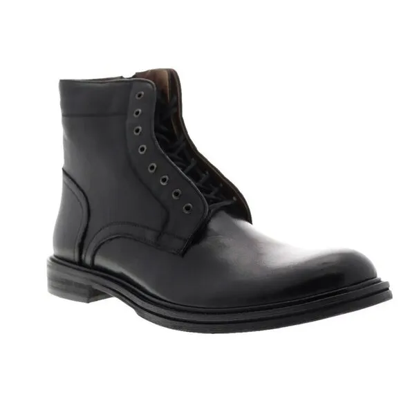 STEVE MADDEN Men's Catapult BLACK LEATHER BOOTS Military Combat Shoes 11.5