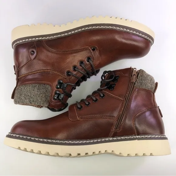 Steve Madden Men's M-damily Combat Boot Cognac Lace Up Boots