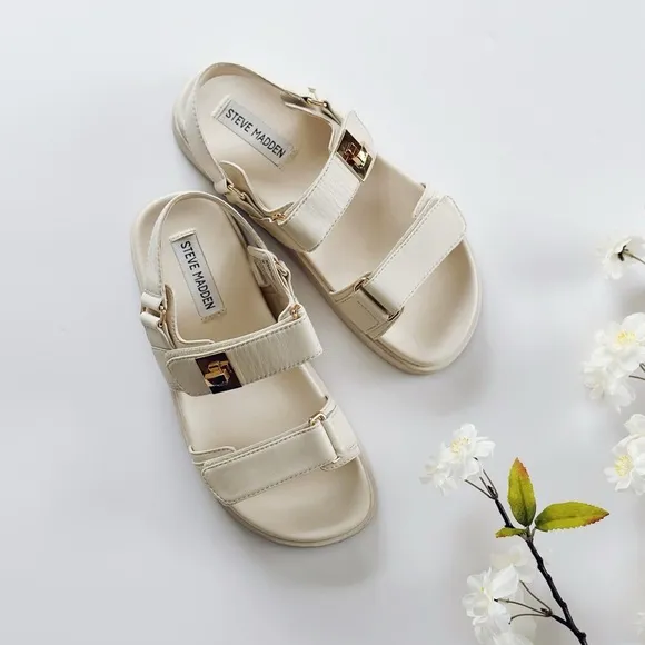 Steve Madden Mona Bone Leather Multi Strap Sandals