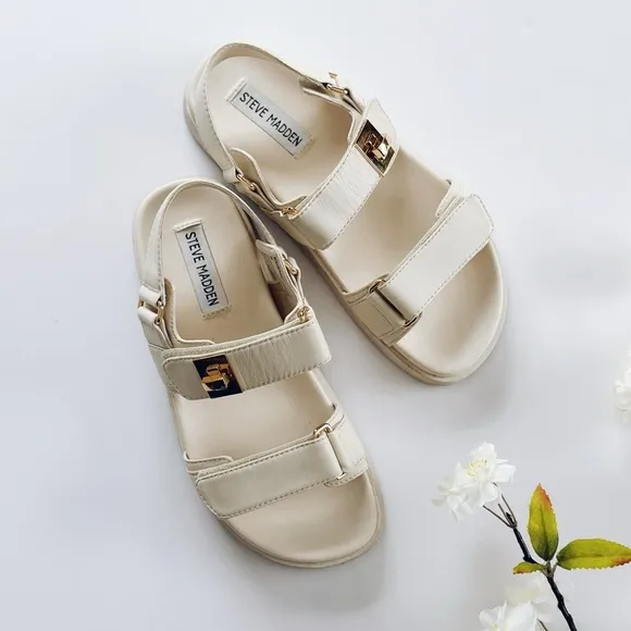 Steve Madden Mona Bone Leather Multi Strap Sandals