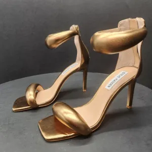 Steve Madden Partay sandals women's 6M golden puff padded ankle strap new $116